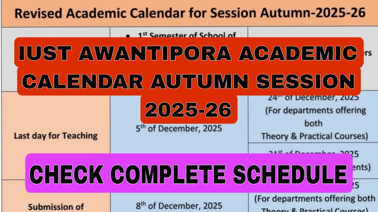 IUST Awantipora Academic Autumn Session 2025 to 26