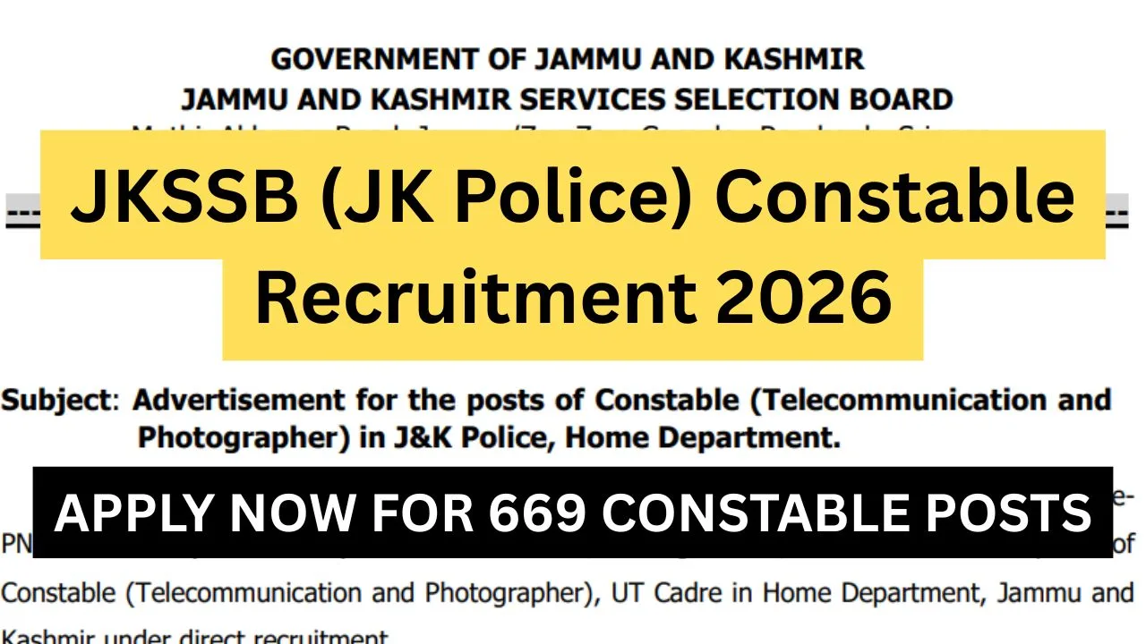 JKSSB (JK Police) Constable Recruitment 2026